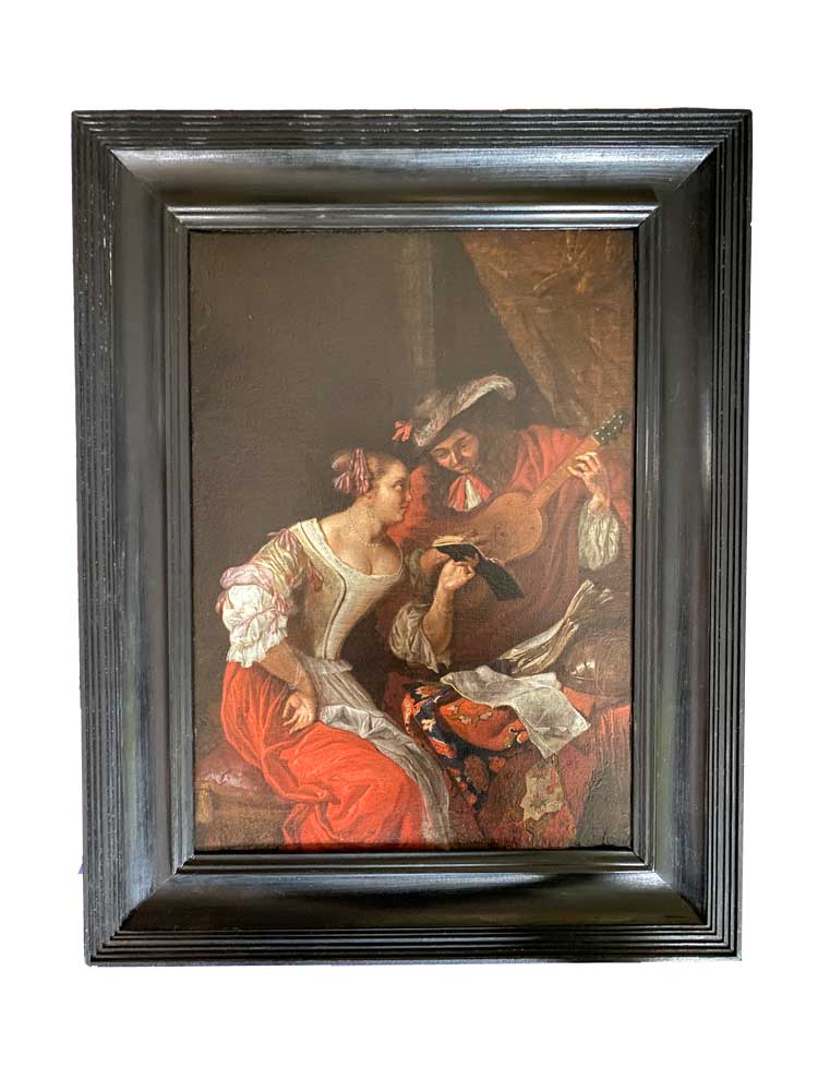 Gemäldepaar Leidener Feinmalerei „Musizierendes Paar“ und „Liebespaar“ in Taunusstein